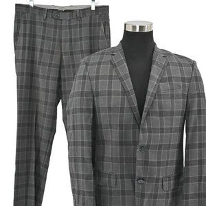 Gray Plaid Men's Suit